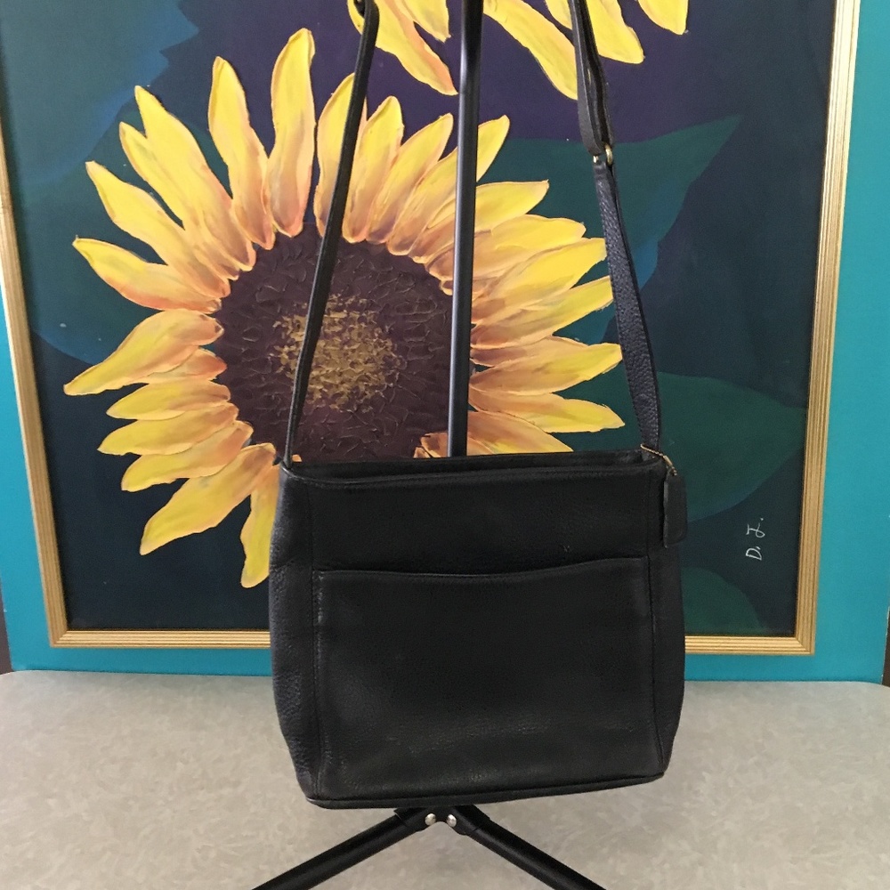 Coach black pebbled leather crossbody handbag